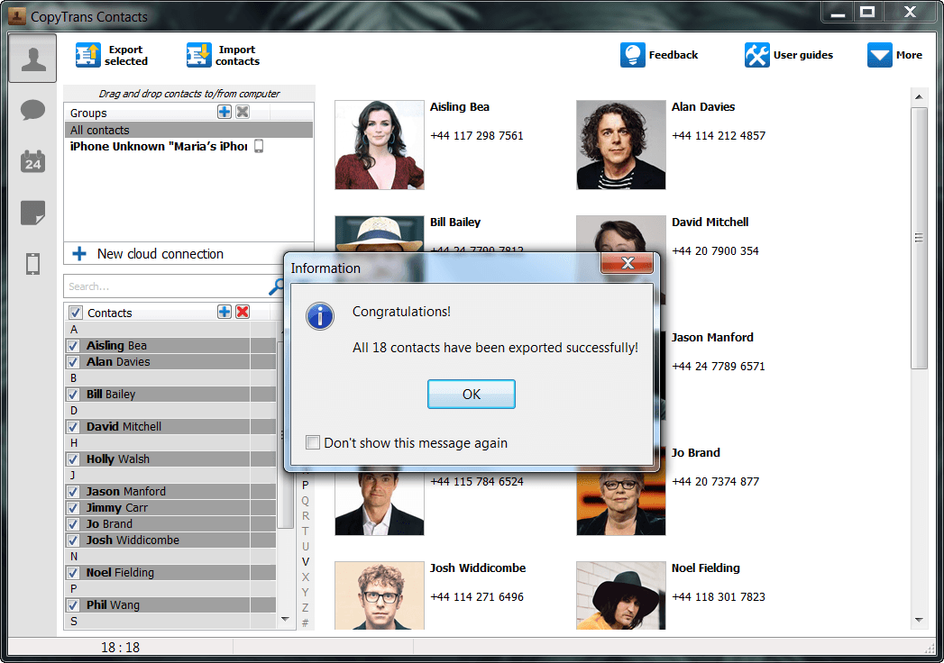 CopyTrans Contacts screenshot