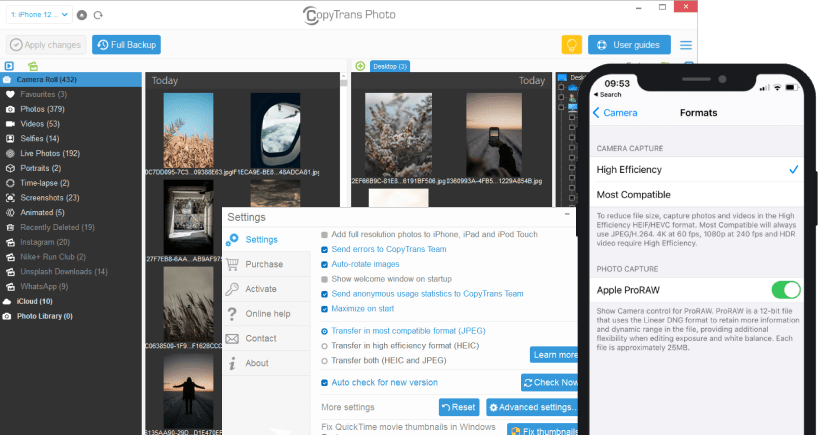CopyTrans Photo HEIC and ProRaw support