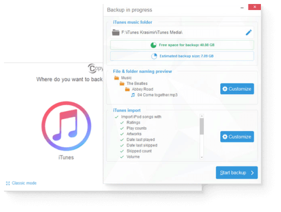 Personalize music export with CopyTrans