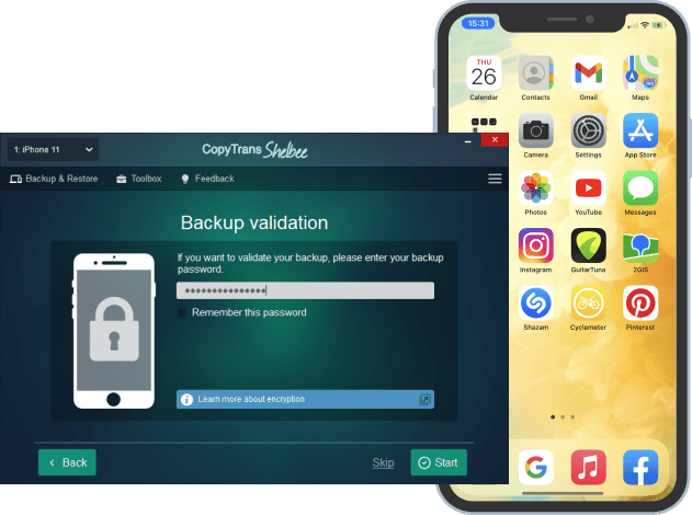 Validate backup with CopyTrans Shelbee