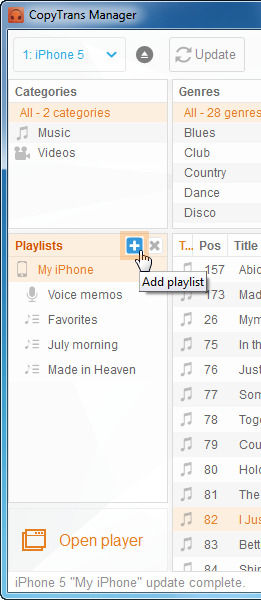 add playlist button in copytrans manager