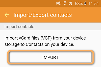 import contacts to android from sd storage or from usb storage