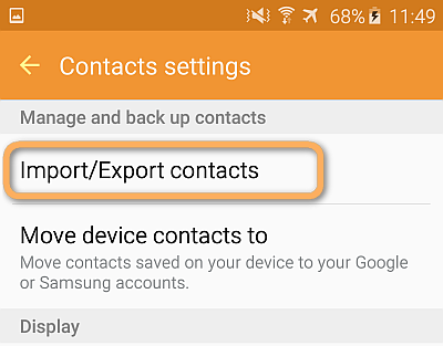 import or export contacts android lollipop