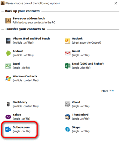 import csv contacts to outlook