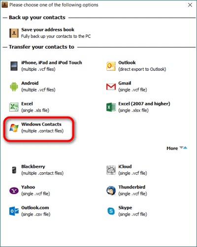 Windows contacts windows 10 import