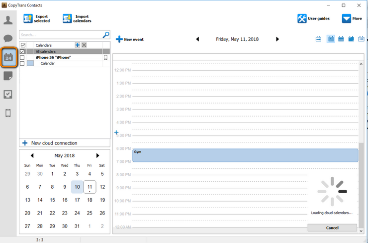 Calendars in CopyTrans Contacts