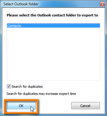 Choose iPhone contacts to transfer to Outlook