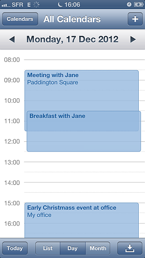manually sync just calendar to iphone