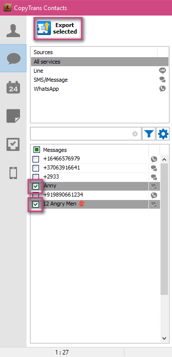 Export specific conversations in PDF 