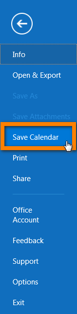 export calendar from Outlook