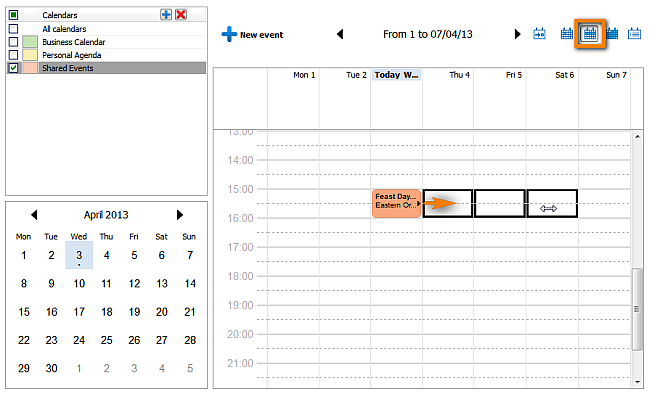 modify event recurrence in week view