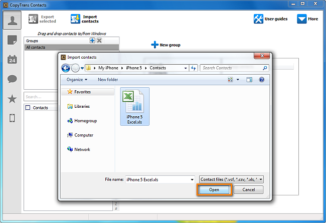 Import excel contacts to iphone