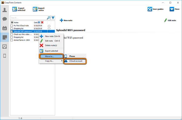 move notes from iphone to icloud