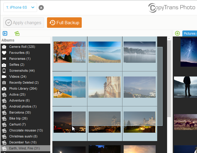 Select photos you want to transfer