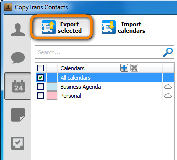 export icloud calendar to computer via copytrans contacts