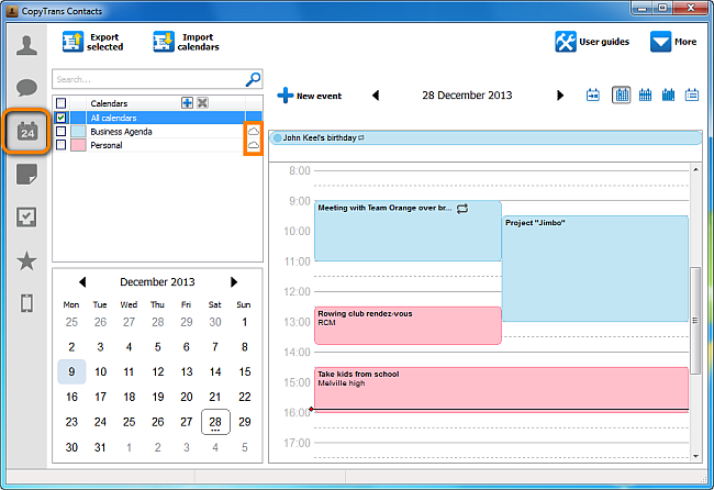 icloud calendar shown on pc via copytrans contacts