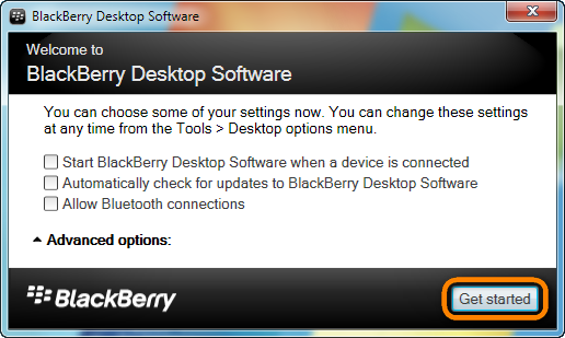 get started blackberry desktop you can choose some of your settings now