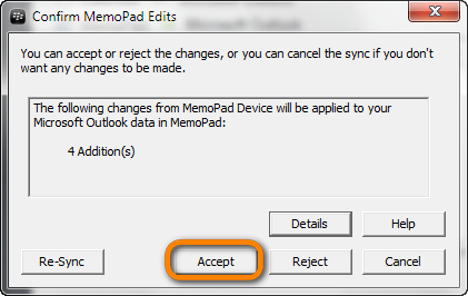 prompt message to confirm memopad edits in blackberry desktop software