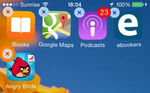 tap on round x next to iphone app icon