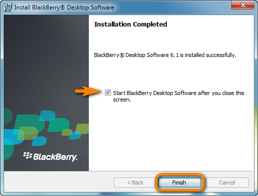 blackberry desktop software 6.1 is installed successfully