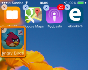 tap iphone app from home screen to delete