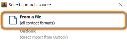 Import from a file option in CopyTrans Contacts