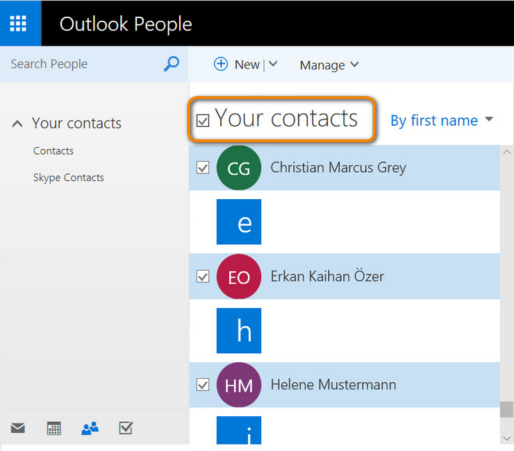 open outlook contacts