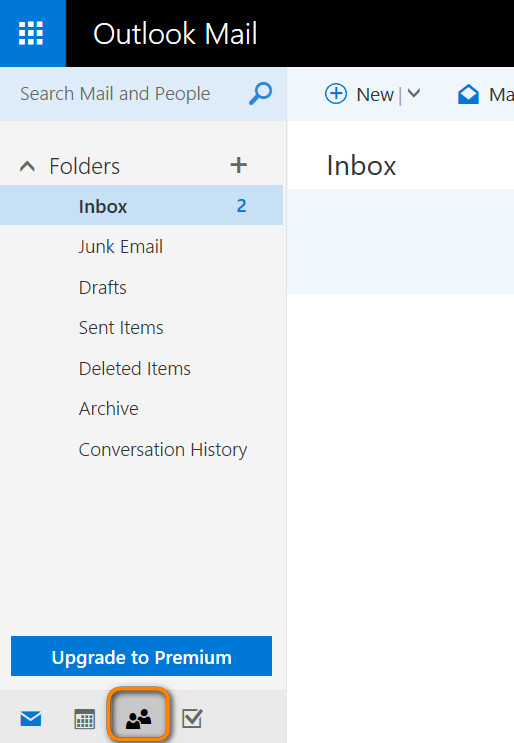 Select People in Outlook at the bottom
