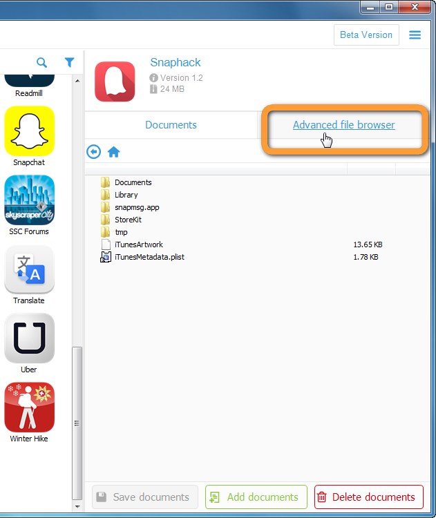 advanced file browser in copytrans apps