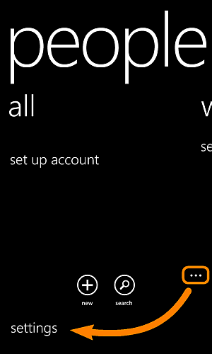 settings of people app on nokia lumia