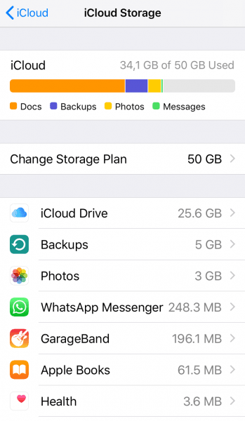 delete heavy data from icloud storage