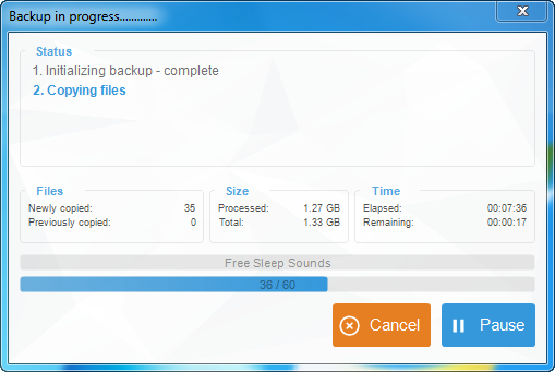 iphone apps backup in progress window