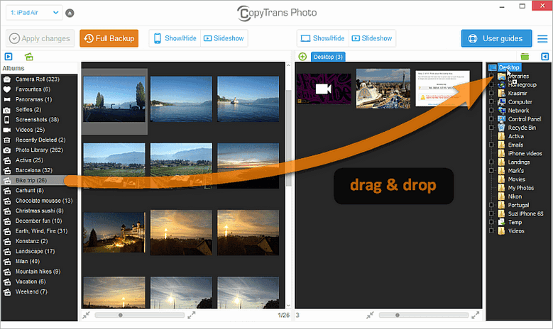 Drag and drop iPad album to computer