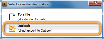 popup to select calendar destination