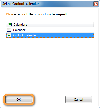 popup to select outlook calendar