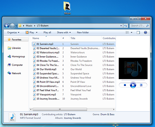 mp3 tracks in windows explorer