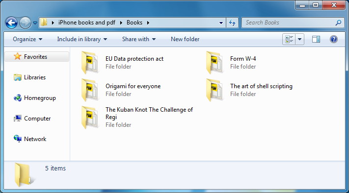 books are backed up to the folder