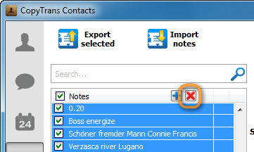 red x button in copytrans contacts