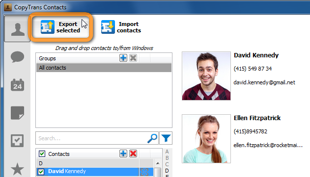 Export iPhone contacts to Outlook with CopyTrans Contacts