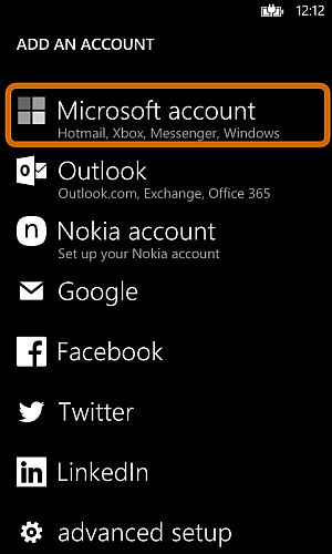 add microsoft account to nokia lumia