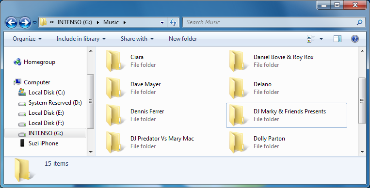 iphone music in the pc folder