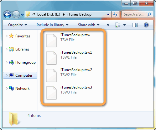 tsw backup files in windows explorer