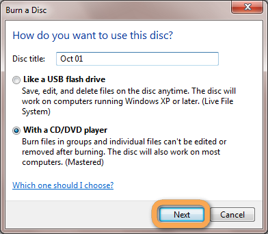 burn disc as usb drive or for cd dvd player