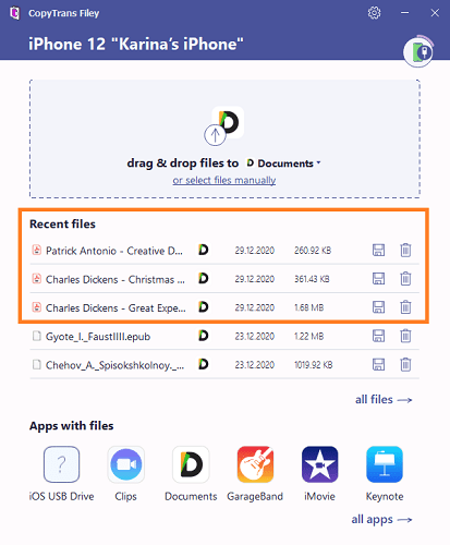 how to transfer files from pc to iphone without itunes