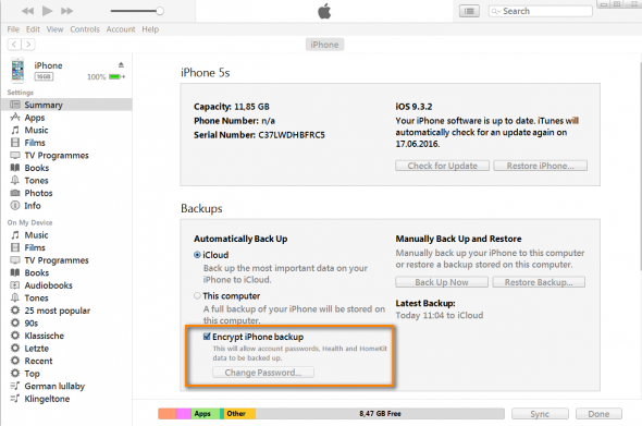 forgotten encrypted iphone backup password