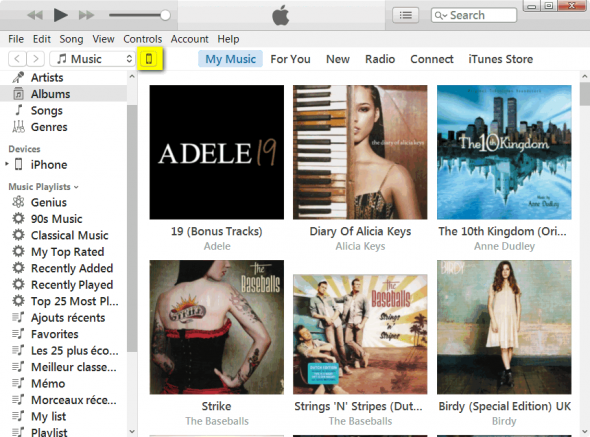 Sync music in iTunes