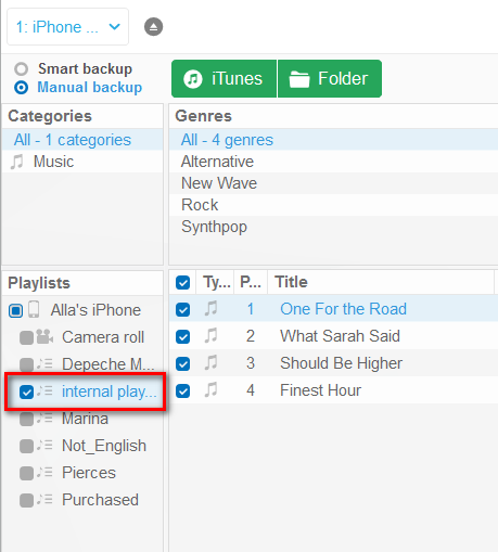 Transfer playlists to a folder with CopyTrans