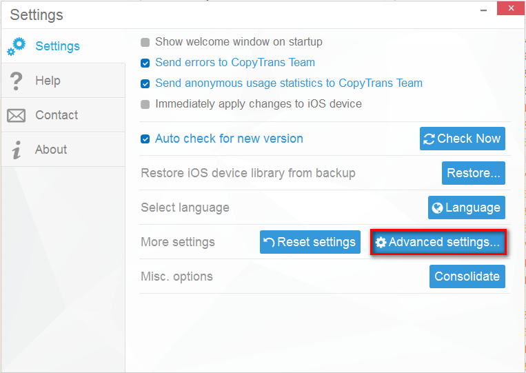 CTM advanced settings