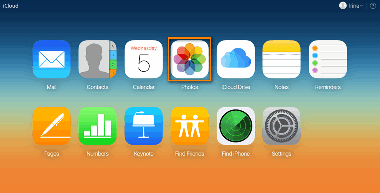 Click on Photos icon in iCloud