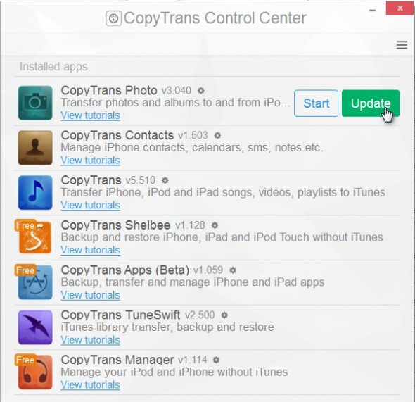 Install CopyTrans Control Center